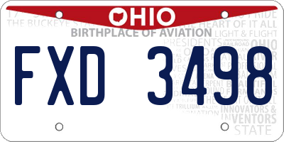 OH license plate FXD3498