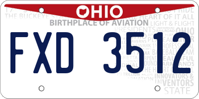 OH license plate FXD3512