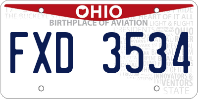 OH license plate FXD3534