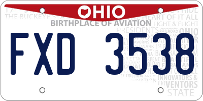 OH license plate FXD3538