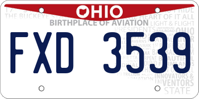 OH license plate FXD3539