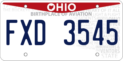 OH license plate FXD3545