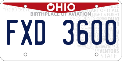 OH license plate FXD3600
