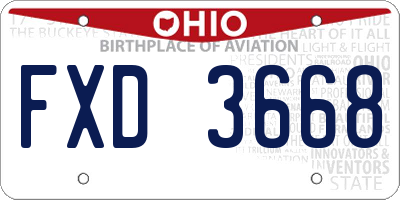 OH license plate FXD3668