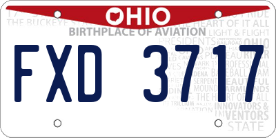 OH license plate FXD3717