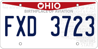 OH license plate FXD3723