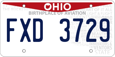 OH license plate FXD3729