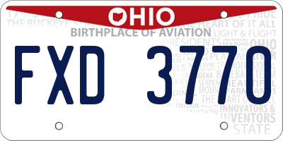 OH license plate FXD3770
