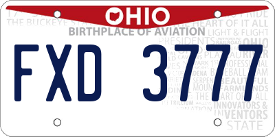 OH license plate FXD3777