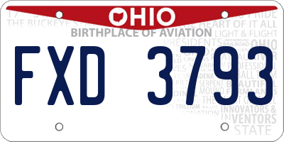 OH license plate FXD3793