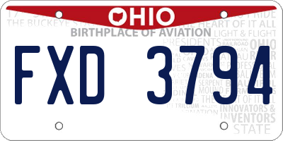 OH license plate FXD3794