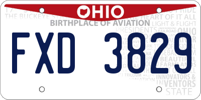 OH license plate FXD3829