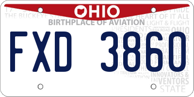 OH license plate FXD3860