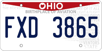 OH license plate FXD3865