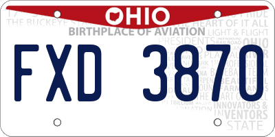 OH license plate FXD3870