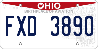 OH license plate FXD3890