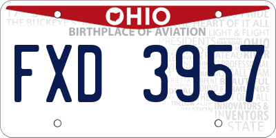 OH license plate FXD3957