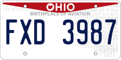 OH license plate FXD3987