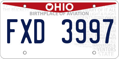 OH license plate FXD3997