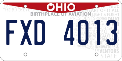 OH license plate FXD4013
