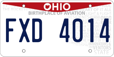 OH license plate FXD4014