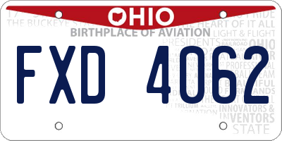 OH license plate FXD4062