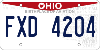 OH license plate FXD4204