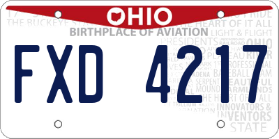 OH license plate FXD4217