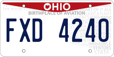 OH license plate FXD4240