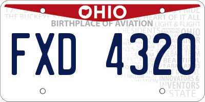 OH license plate FXD4320