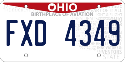 OH license plate FXD4349