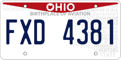 OH license plate FXD4381