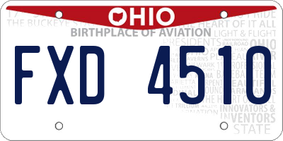 OH license plate FXD4510