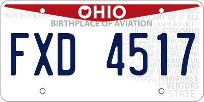 OH license plate FXD4517