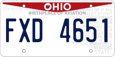 OH license plate FXD4651