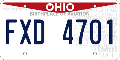 OH license plate FXD4701