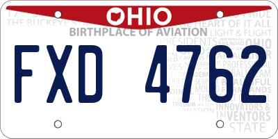 OH license plate FXD4762