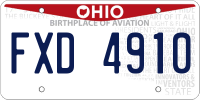 OH license plate FXD4910