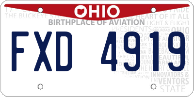 OH license plate FXD4919