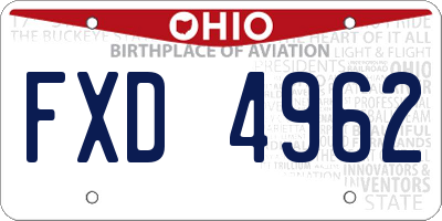OH license plate FXD4962