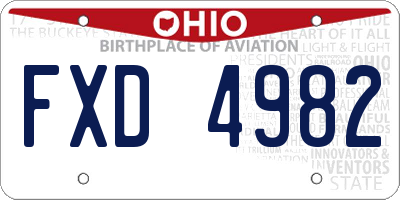 OH license plate FXD4982
