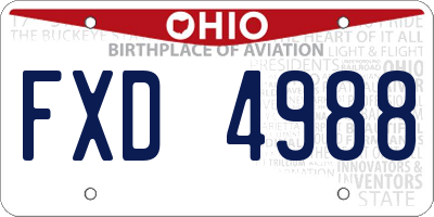 OH license plate FXD4988