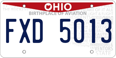 OH license plate FXD5013