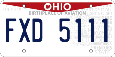 OH license plate FXD5111
