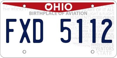 OH license plate FXD5112