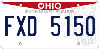 OH license plate FXD5150