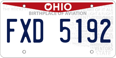 OH license plate FXD5192