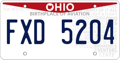OH license plate FXD5204