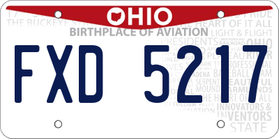 OH license plate FXD5217