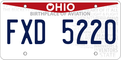 OH license plate FXD5220